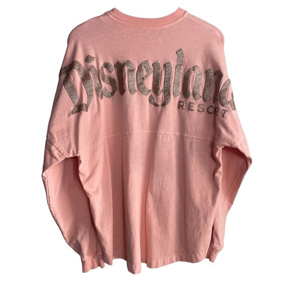 Disney Disneyland Parks Coral and Gold Glitter Spirit Jersey Long Sleeve - Picture 4 of 5